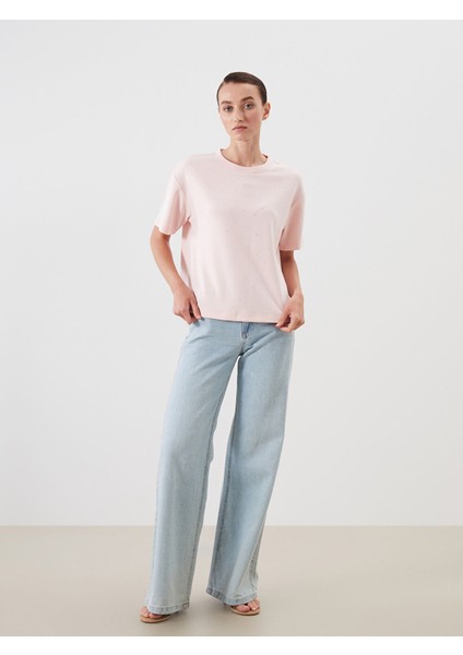 Yeni Sezon Bisiklet Yaka Taşlı Kadın Tişört fiyatları