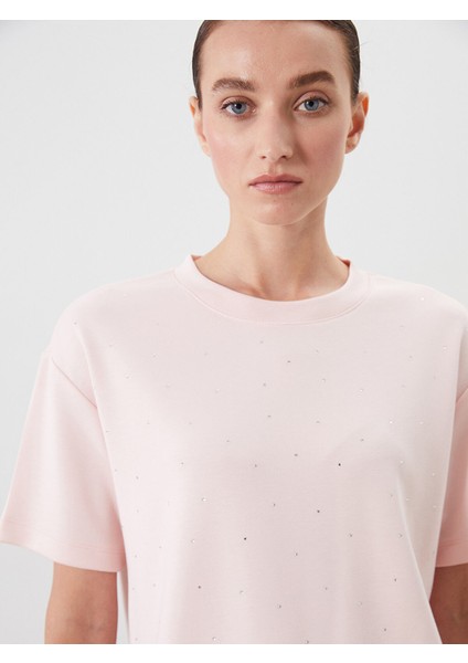 Yeni Sezon Bisiklet Yaka Taşlı Kadın Tişört modelleri