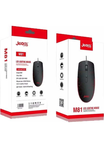 M81 Optik LED Dört Buton 1600 Dpı Renkli Rgb Gaming Kablolu Mouse modelleri