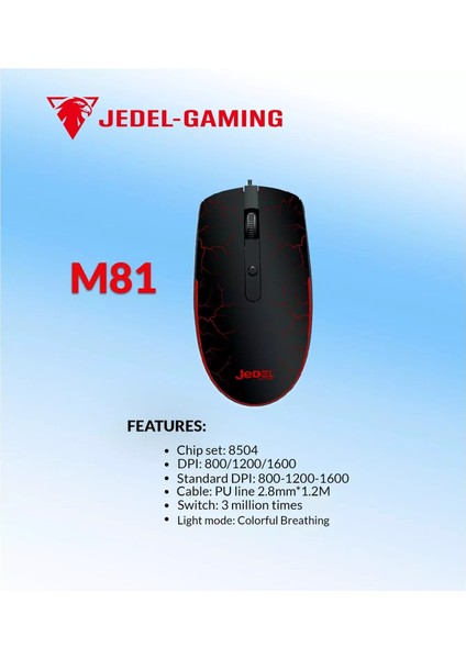 M81 Optik LED Dört Buton 1600 Dpı Renkli Rgb Gaming Kablolu Mouse fırsatları