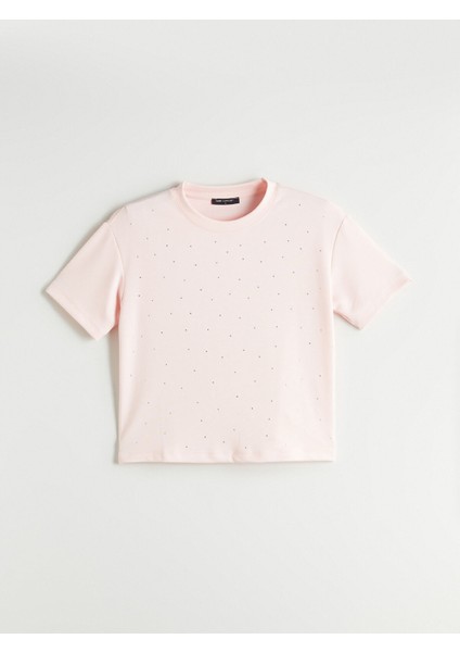 Yeni Sezon Bisiklet Yaka Taşlı Kadın Tişört indirimleri