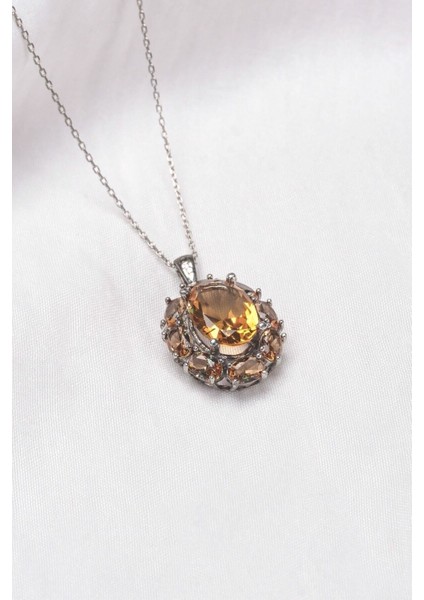 925 Ayar Gümüş Kadın Zultanit Taşlı Oval Kolye, Şık ve Zarif Tasarım fiyatları