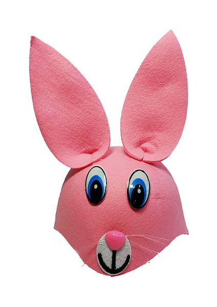 Ds-Derin Pembe Renk Kulaklı Tavşan Şapkası Hayvan Şapkası