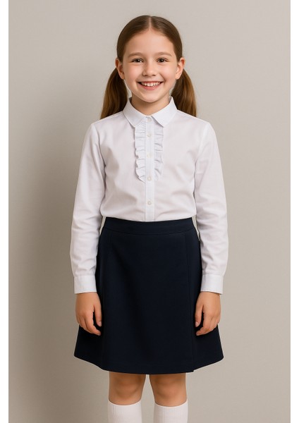 Kız Çocuk Uzun Kollu Pamuklu Comfort Gömlek Okul