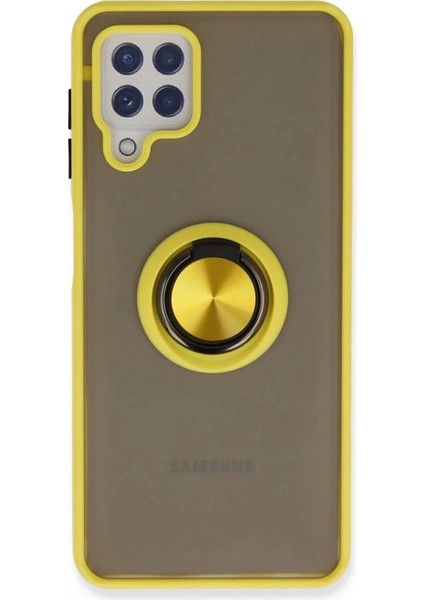 Samsung Galaxy A22 Kılıf Montreal Yüzüklü Silikon Kapak - Sarı