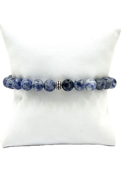 Renkli Doğal Taş Bileklik, Esnek Misinalı, Unisex, Sodalit Taşı