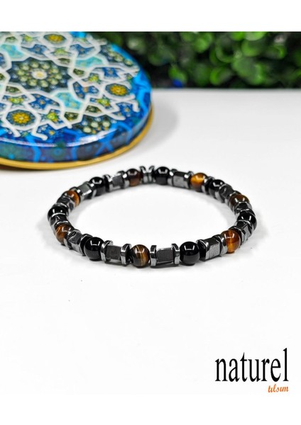 6mm Unisex Bileklik: Kaplangözü, Oniks ve Hematit Taşlarıyla Şık Tasarım