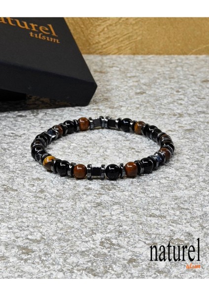 6mm Unisex Bileklik: Kaplangözü, Oniks ve Hematit Taşlarıyla Şık Tasarım