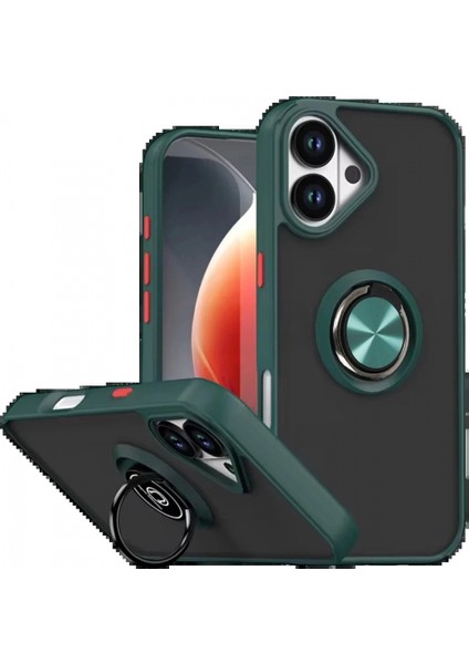 Apple iPhone 17 Montreal Yüzüklü Silikon Kapak - Yeşil