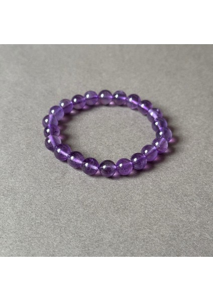 8mm Mor Ametist Taş Bileklik, Doğal ve Yüksek Kalite Tasarım