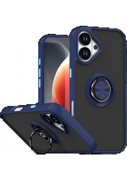 Apple iPhone 17 Montreal Yüzüklü Silikon Kapak - Lacivert