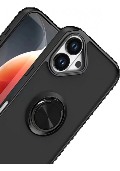 Apple iPhone 17 Montreal Yüzüklü Silikon Kapak - Siyah fiyatları