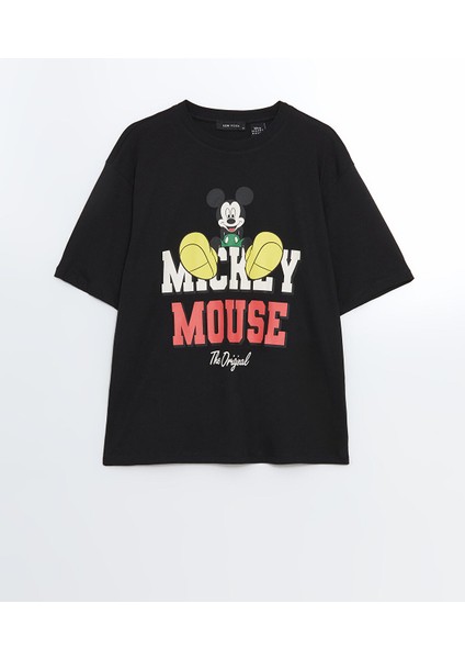 Yeni Sezon Mickey Mouse Baskılı Oversize Kadın Tişört indirimleri