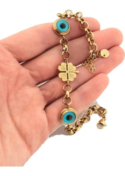 Şık Yonca Figürlü Kadın Bileklik, Paslanmaz Çelik, Elegant Takı fiyatları