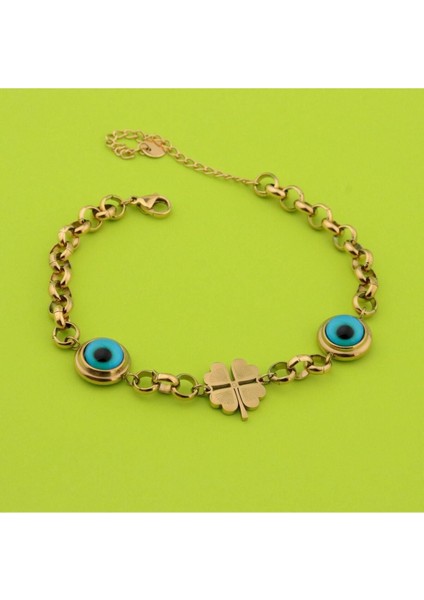 Şık Yonca Figürlü Kadın Bileklik, Paslanmaz Çelik, Elegant Takı modelleri