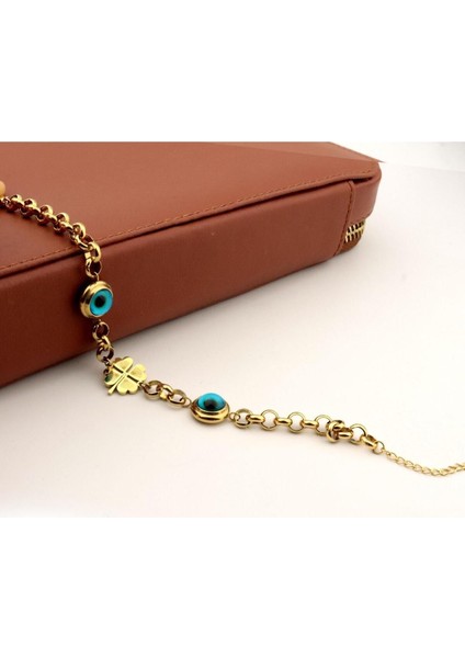 Şık Yonca Figürlü Kadın Bileklik, Paslanmaz Çelik, Elegant Takı indirimleri