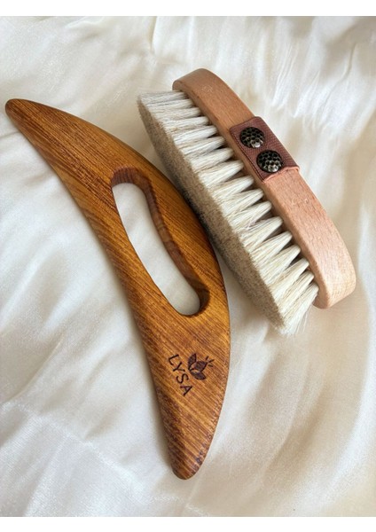 Selülit Azaltıcı ve Sıkılaştırıcı Masaj Seti, Doğal Fırça ve Masaj Aleti