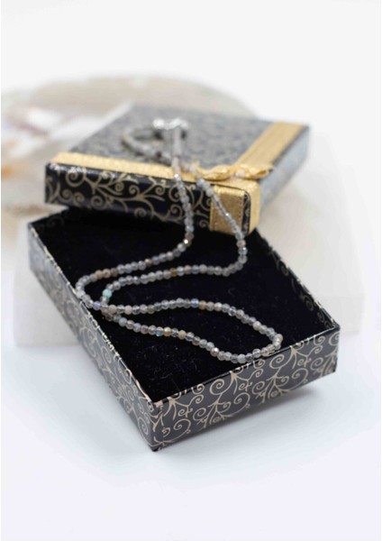 Gri Labradorit Taşı Doğal Ince Kolye 2 Mm, Şık ve Özgün Takı Seçeneği