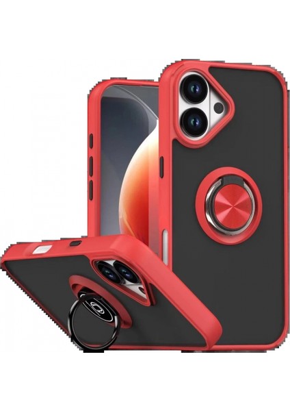 Apple iPhone 17 Montreal Yüzüklü Silikon Kapak - Kırmızı