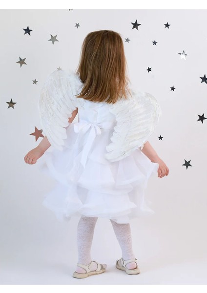 Ds-Derin Beyaz Renkli Bebek Boy Melek Kanadı 25X45 cm