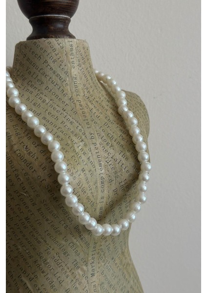 Şık Orta Boy Inci Kolye, Beyaz, Dayanıklı ve Zarif Tasarım