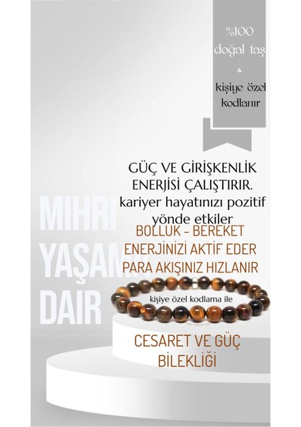 Kahverengi Kaplan Gözü Taşlı Bileklik, Cesaret ve Bereket Enerjisiyle Şık Tasarım