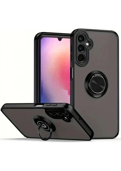 Samsung Galaxy A05S Kılıf Montreal Yüzüklü Silikon Kapak - Siyah