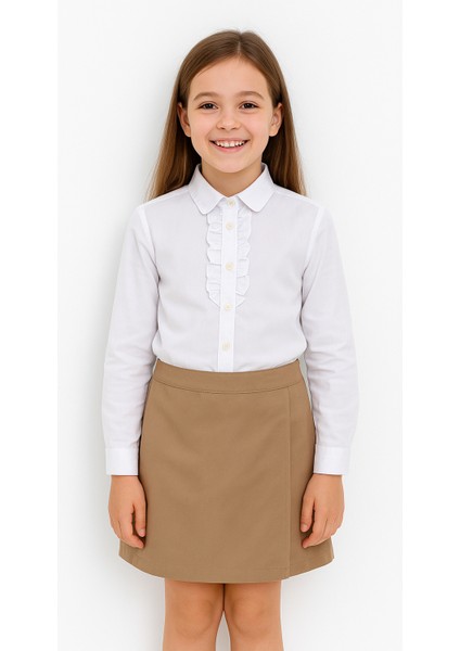 Kız Çocuk %100 Pamuk Gabardin Esnek Bel Okul Şort Etek