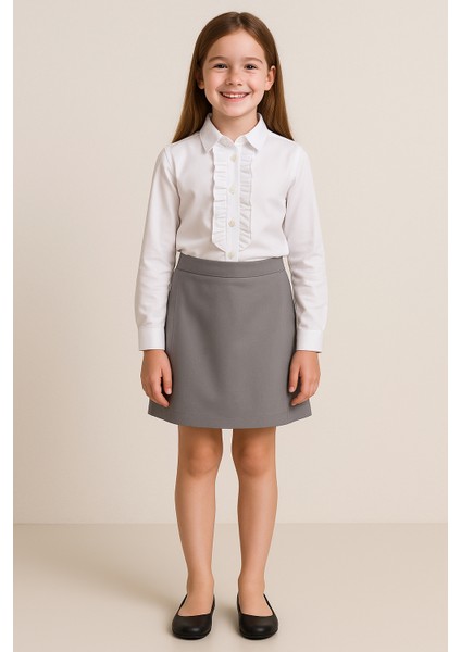 Kız Çocuk %100 Pamuk Gabardin Esnek Bel Okul Şort Etek