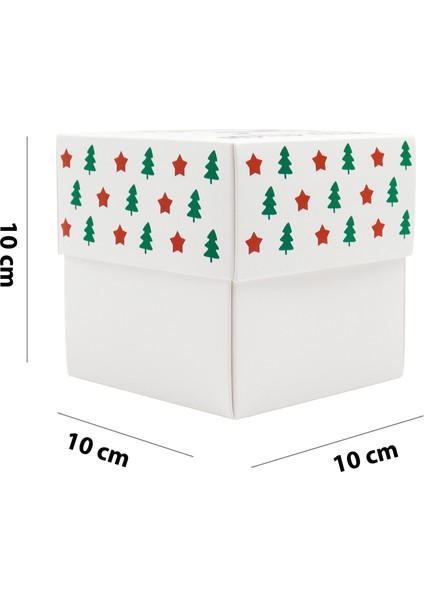 Yılbaşı Temalı Özel Baskılı Hediye Kutusu 10X10X10 cm – Mutlu Yıllar Noel Baba Desenli 1 Adet modelleri