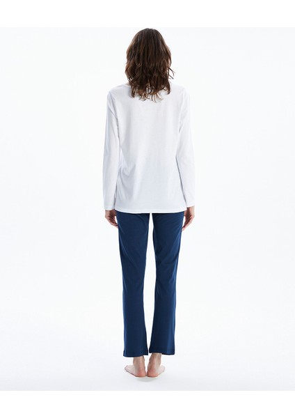 Yeni Sezon Bisiklet Yaka Baskılı Kadın Pijama Takımı fırsatları