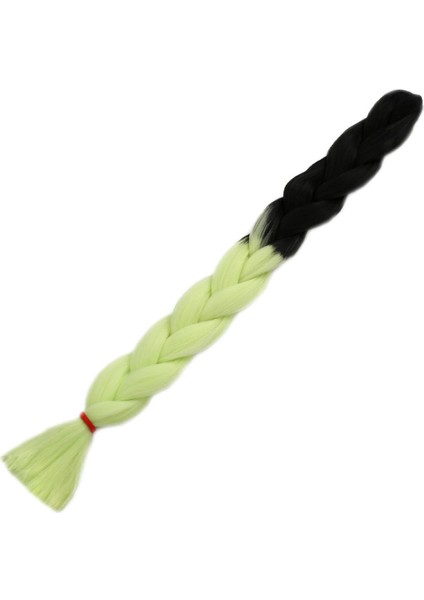 Afrika Örgülük Sentetik Ombreli Saç 100 Gr. - Siyah / Açık Fıstık Yeşili
