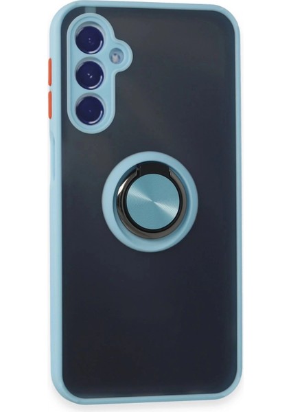 Samsung Galaxy M34 5G Kılıf Montreal Yüzüklü Silikon Kapak - Buz Mavi
