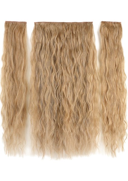 Fiber Sentetik Kabarık Dalgalı Yarım Ay + 2 Yan Çıt Çıt - Karamel Platin Röfleli fiyatları