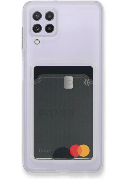 Samsung Galaxy A22 Kılıf Kart Şeffaf Silikon - Şeffaf