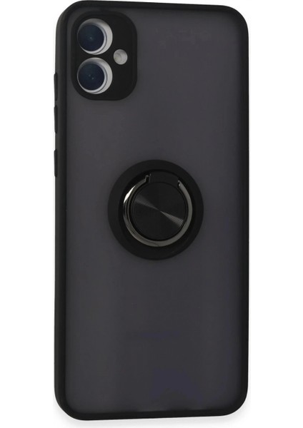 Samsung Galaxy A05 Kılıf Montreal Yüzüklü Silikon Kapak - Siyah