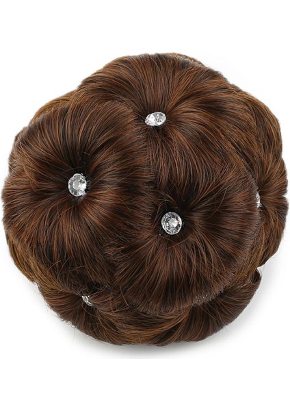 Taşlı Topuz Toka - Kahve Karamel