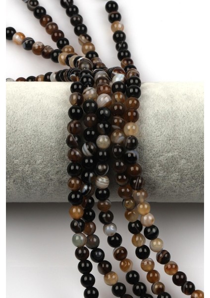 Çok Renkli 6 mm Dizi Akik Doğal Taş Küre Kesim, Şık Takı Aksesuarı