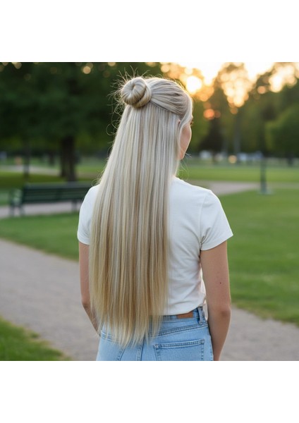 Fiber Sentetik Düz Yarım Ay + 2 Yan Çıt Çıt - Balköpüğü Platin Röfleli