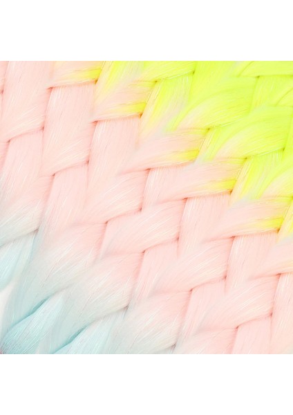 Simli Neon Sarı / Şeker Pembe / Su Yeşili Ombreli Örgülük Saç 100 Gr. fiyatları