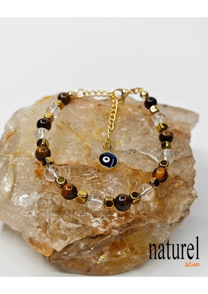 Çok Renkli Kaplan Gözü ve Hematit Doğal Taş Nazar Bileklik Kadınlar Için fırsatları