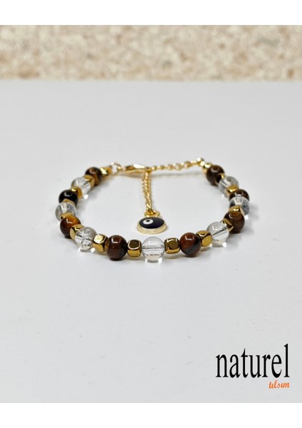 Çok Renkli Kaplan Gözü ve Hematit Doğal Taş Nazar Bileklik Kadınlar Için indirimleri