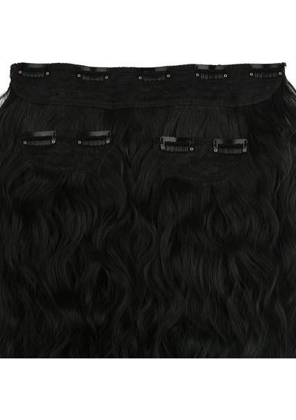 Fiber Sentetik Kabarık Dalgalı Yarım Ay + 2 Yan Çıt Çıt - Siyah Gri Ombreli modelleri