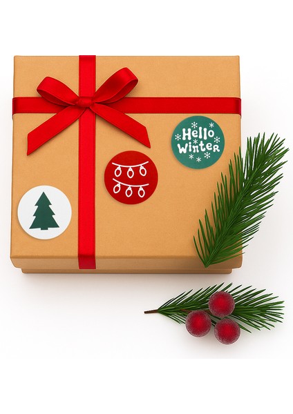 Yılbaşı Temalı 24’lü Yuvarlak Etiket Seti 4 cm – Hediye Paketleme Sticker Beyaz fiyatları