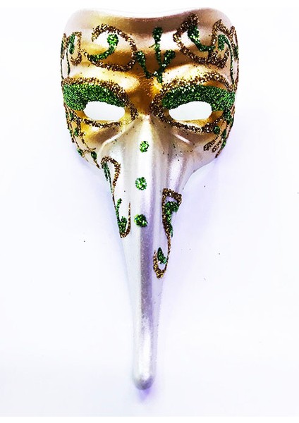 Ds-Derin Yeşil Renk Işlemeli Seramik Malzemeden Imal Venedik Uzun Maske Magnet