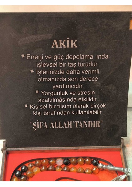 99 Doğal Akik Taşı Tesbih Kutulu, Şık ve Zarif Takı Hediyesi