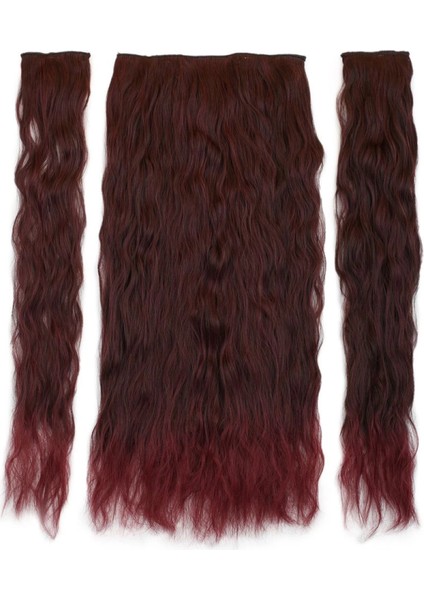 Fiber Sentetik Kabarık Dalgalı Yarım Ay + 2 Yan Çıt Çıt - Koyu Kızıl fiyatları