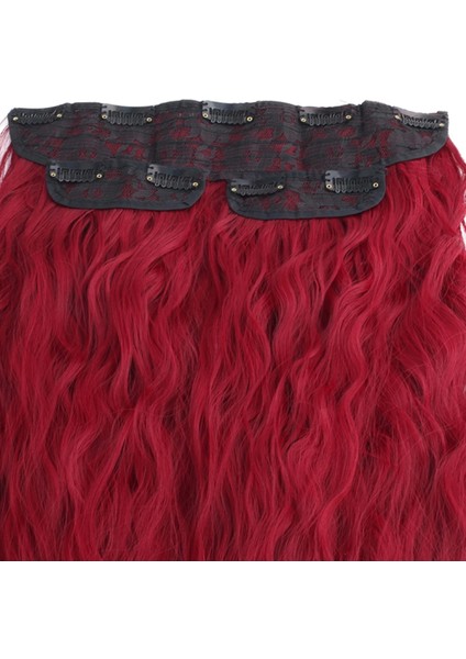 Fiber Sentetik Kabarık Dalgalı Yarım Ay + 2 Yan Çıt Çıt - Kızıl modelleri