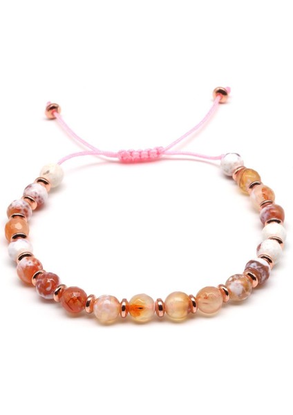 Çok Renkli Akik Doğal Taş Makrome Bileklik Küre Kesimi fiyatları