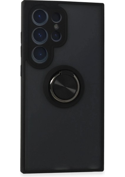 Samsung Galaxy S24 Ultra Kılıf Montreal Yüzüklü Silikon Kapak - Siyah
